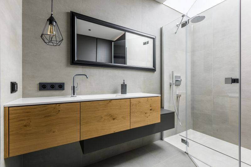 Floating vanity with modern fixtures